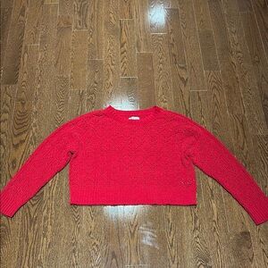 American Eagle Cropped Red Knit Sweater
